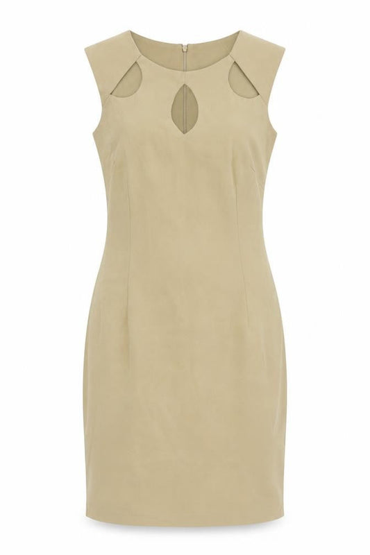 Ronni Nicole Womens Beige Polyester Pencil Dress Size 6 Boat Neck Zip