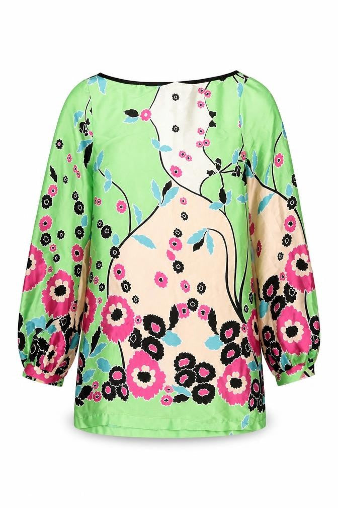 Elise Ryan Womens Multicoloured Floral Polyester Mini Size M Boat Neck Pullover
