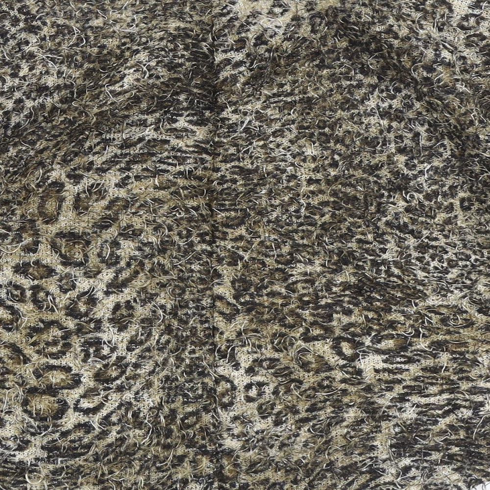 Miss Selfridge Womens Brown Boat Neck Animal Print Polyester Pullover Jumper Size 8 - Leopard print