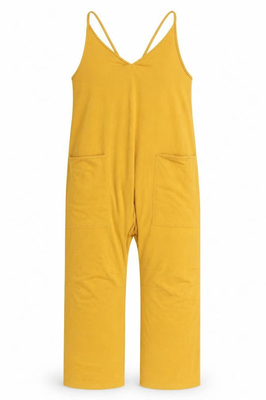 Womens Yellow Polyester Jumpsuit One-Piece Size S Pullover