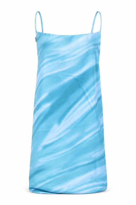 Womens Blue Tie Dye Polyester Wrap Dress One Size Square Neck