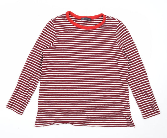 Marks and Spencer Womens Purple Round Neck Striped Cotton Pullover Jumper Size 14