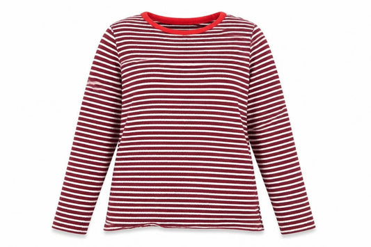 Marks & Spencer Womens Purple Round Neck Striped Cotton Pullover Jumper Size 14