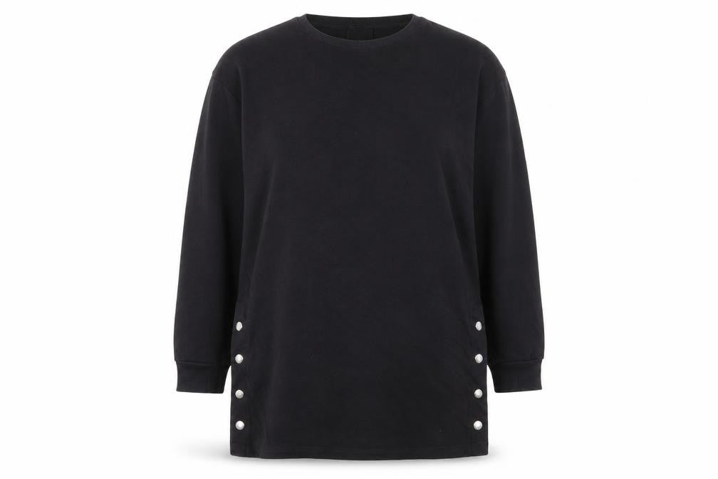 New Look Womens Black Cotton Pullover Sweatshirt Size 12 Snap