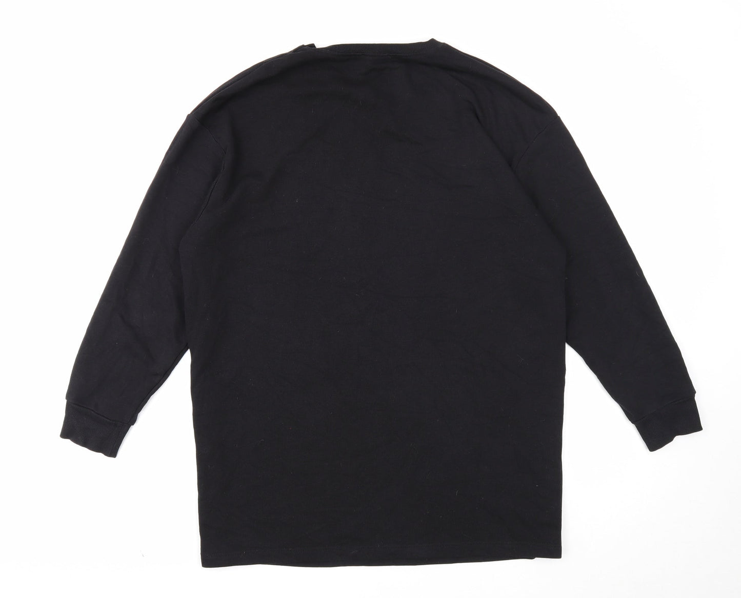 New Look Womens Black Cotton Pullover Sweatshirt Size 12 Snap