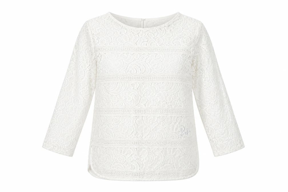 Warehouse Womens White Polyamide Basic Blouse Size 8 Round Neck