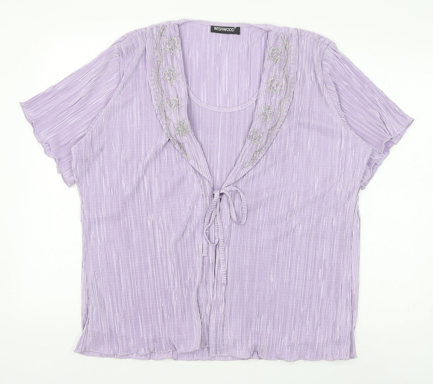 Wishwood Womens Purple Polyester Basic Blouse Size XL Round Neck - Twin Set