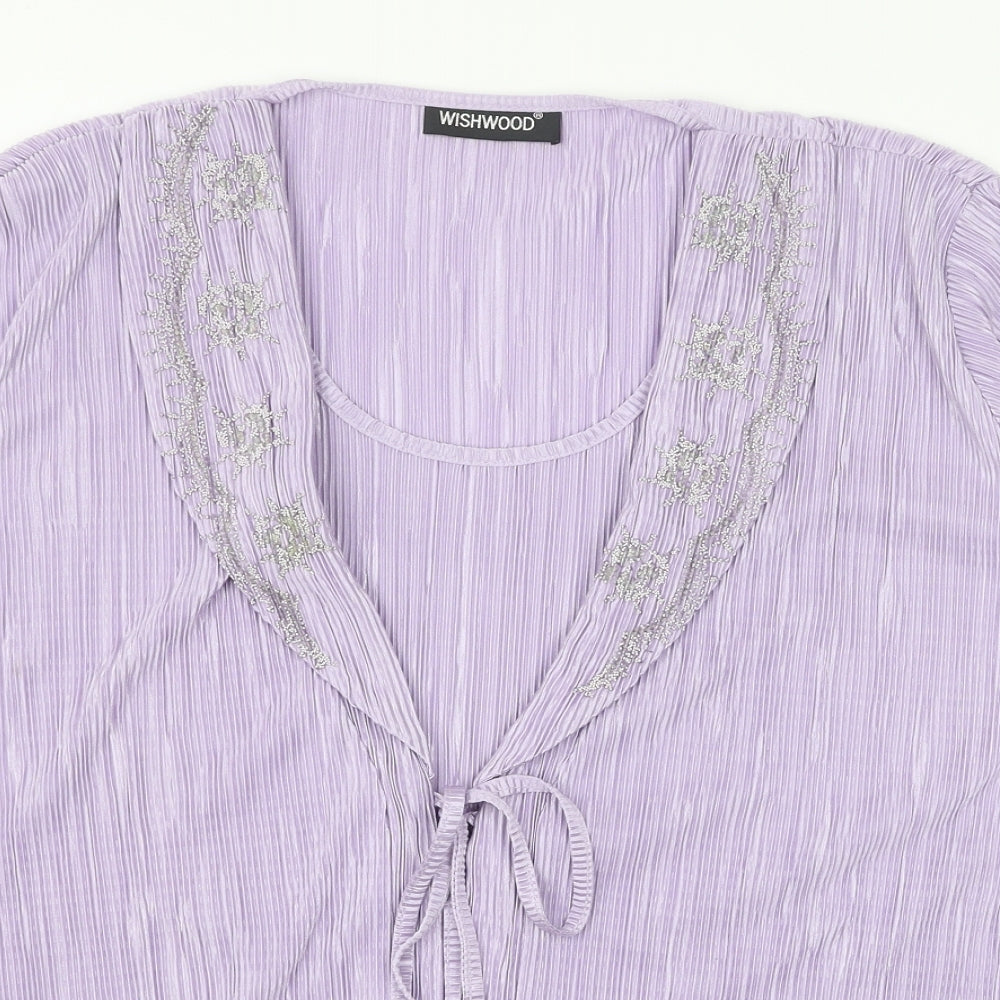 Wishwood Womens Purple Polyester Basic Blouse Size XL Round Neck - Twin Set