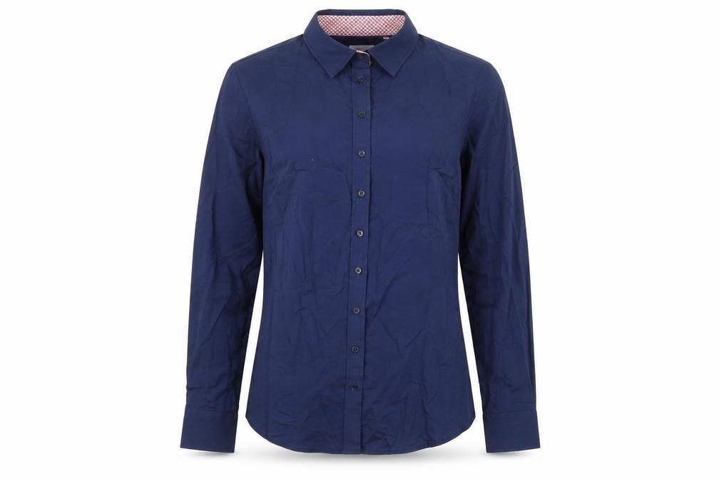 Gianni Feraud Womens Blue 100% Cotton Basic Button-Up Size 8 Collared