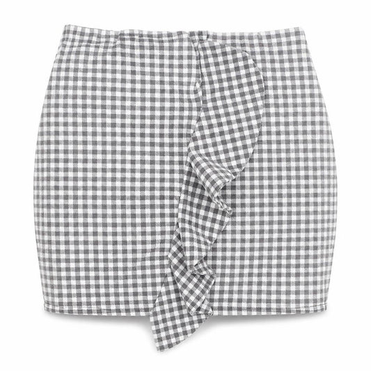 PRETTYLITTLETHING Womens Grey Check Polyester Mini Skirt Size 8