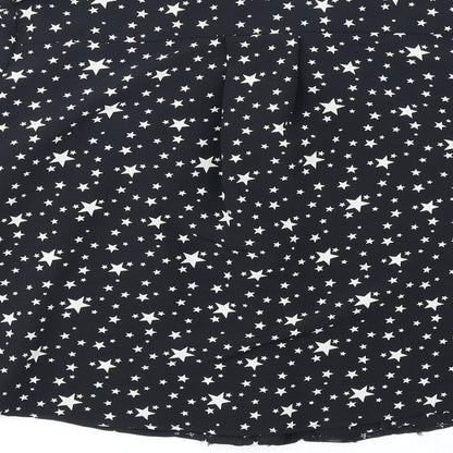 River Island Womens Black Geometric Polyester Basic Button-Up Size 8 Collared - Stars