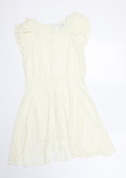 Jumpo Womens Ivory Polyester A-Line Size 12 Round Neck Zip
