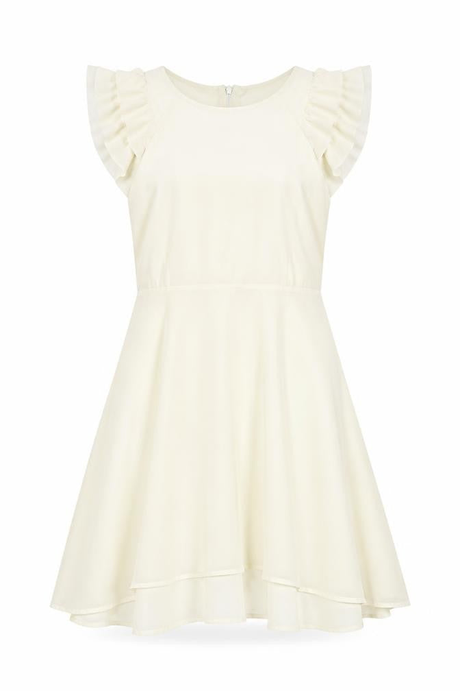 Jumpo Womens Ivory Polyester A-Line Size 12 Round Neck Zip