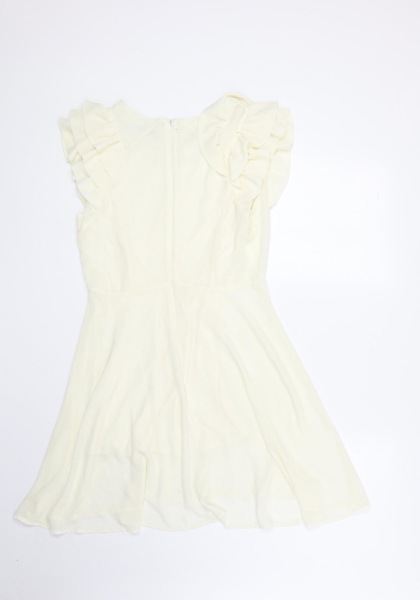 Jumpo Womens Ivory Polyester A-Line Size 12 Round Neck Zip