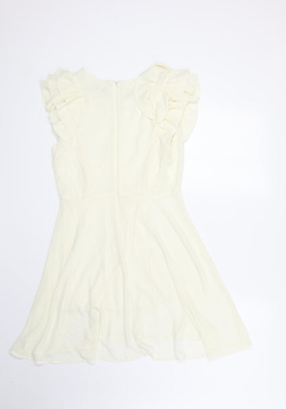 Jumpo Womens Ivory Polyester A-Line Size 12 Round Neck Zip