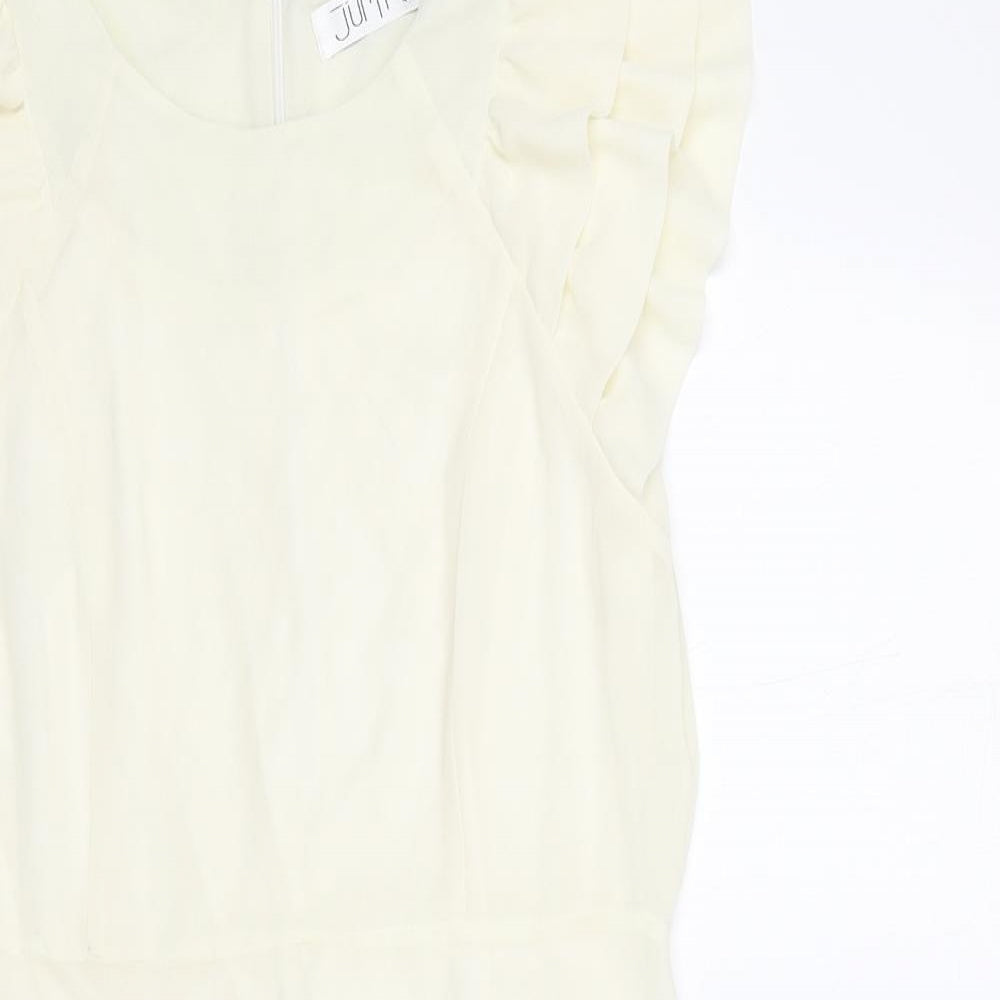 Jumpo Womens Ivory Polyester A-Line Size 12 Round Neck Zip