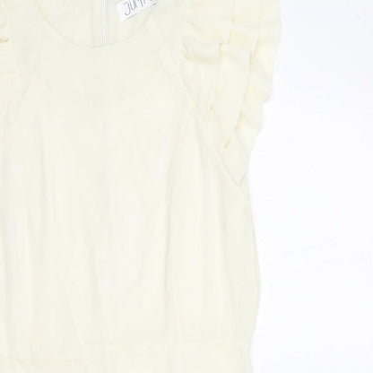 Jumpo Womens Ivory Polyester A-Line Size 12 Round Neck Zip