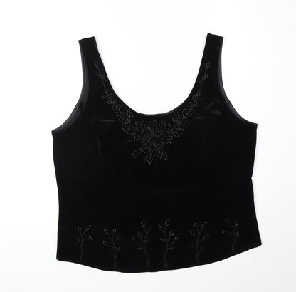 Marks & Spencer Womens Black Polyester Basic Tank Size 18 Round Neck
