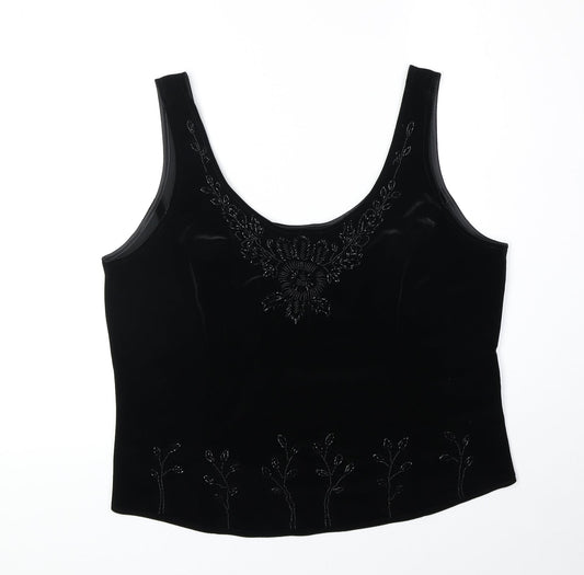 Marks and Spencer Womens Black Polyester Basic Tank Size 18 Round Neck