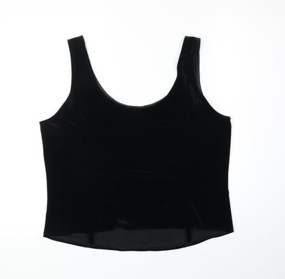 Marks & Spencer Womens Black Polyester Basic Tank Size 18 Round Neck