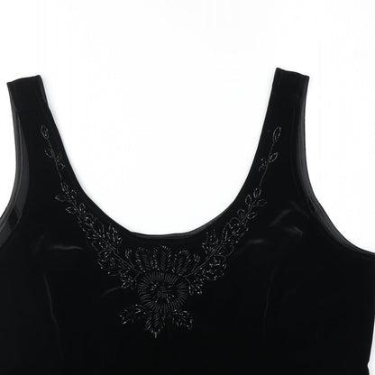 Marks & Spencer Womens Black Polyester Basic Tank Size 18 Round Neck