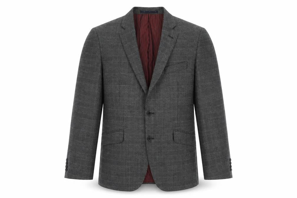 Marks and Spencer Mens Grey Plaid Wool Jacket Blazer Size L Regular