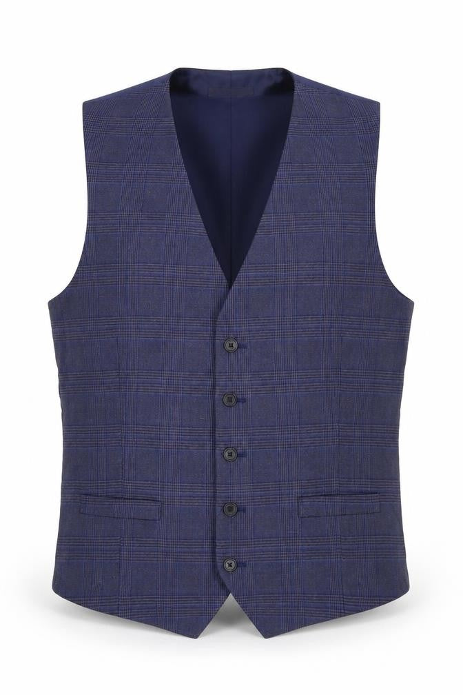 Marks & Spencer Mens Blue Plaid Polyester Jacket Blazer Size L Regular