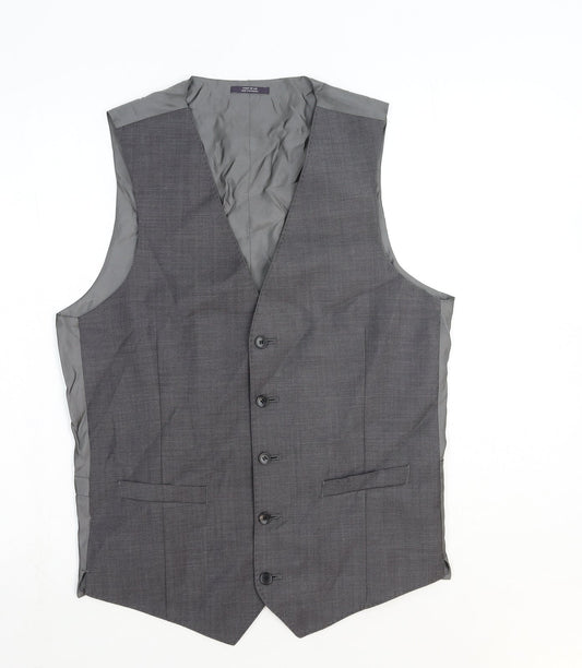 Marks and Spencer Mens Grey Polyester Jacket Suit Waistcoat Size M Regular