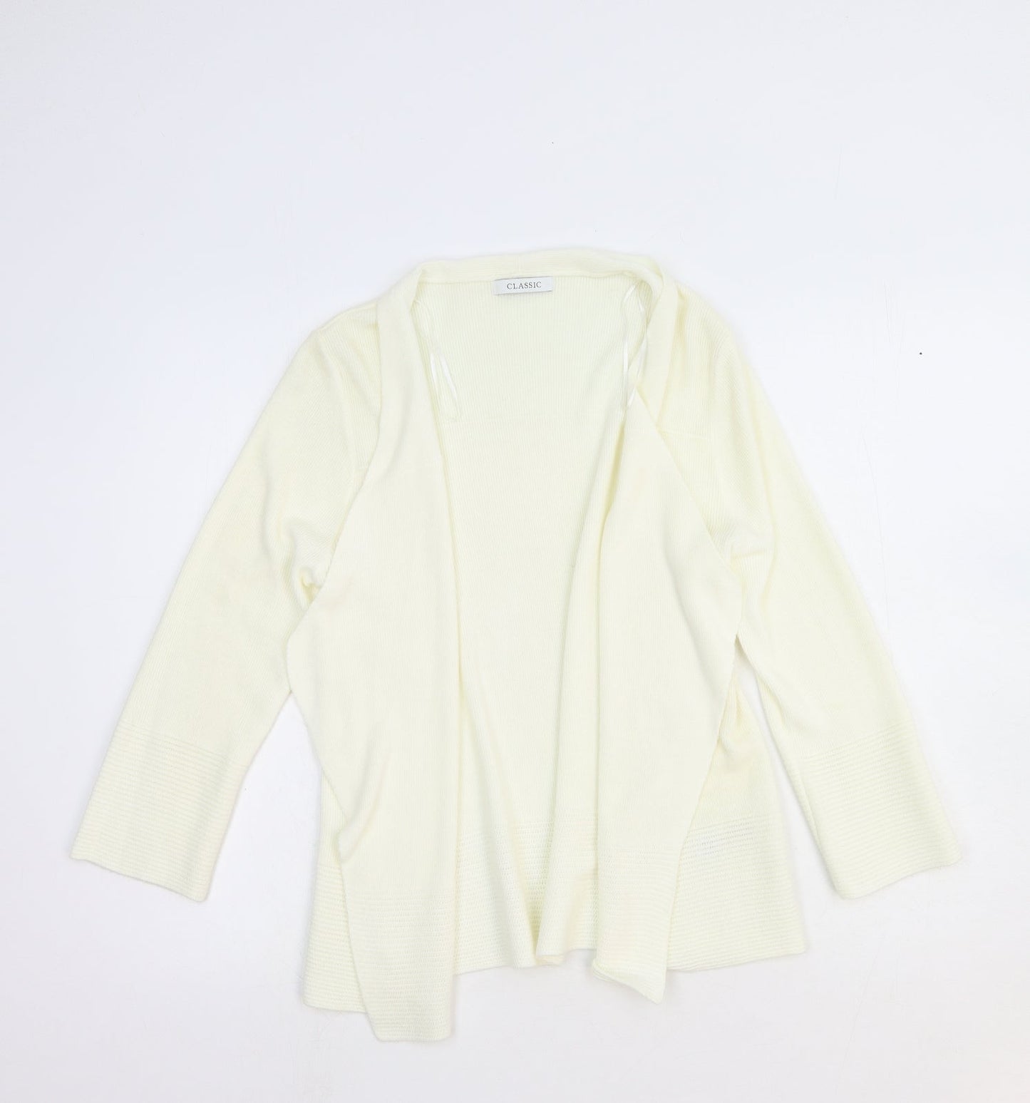 Marks and Spencer Womens White V-Neck Acrylic Cardigan Jumper Size 12