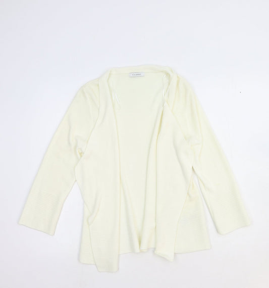 Marks and Spencer Womens White V-Neck Acrylic Cardigan Jumper Size 12