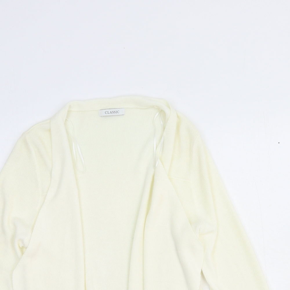 Marks and Spencer Womens White V-Neck Acrylic Cardigan Jumper Size 12