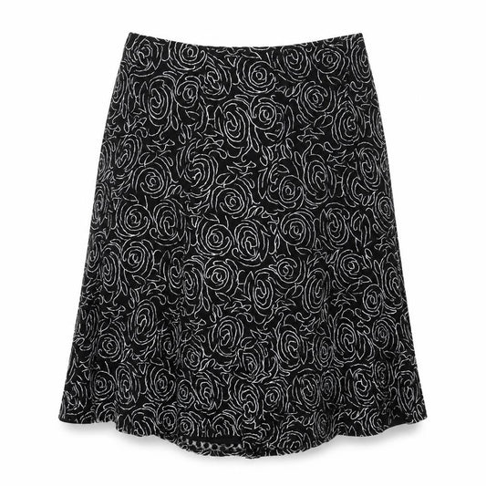 Ann Harvey Womens Black Floral Nylon Swing Skirt Size L