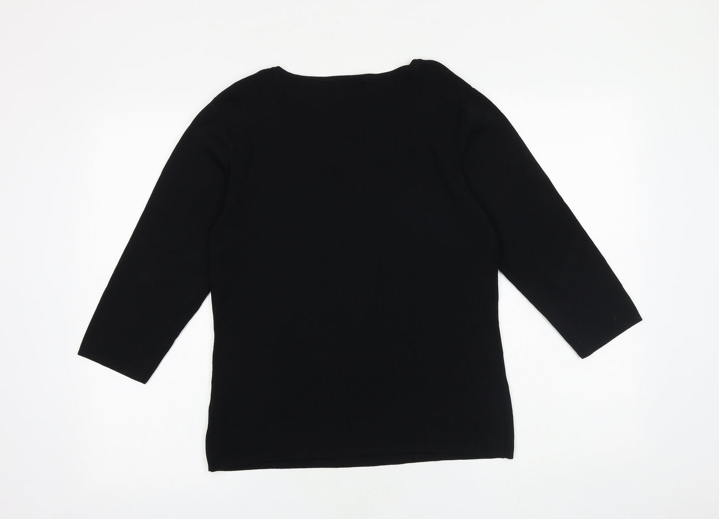 Sky Designs Womens Black Viscose Basic T-Shirt Size 10 Scoop Neck