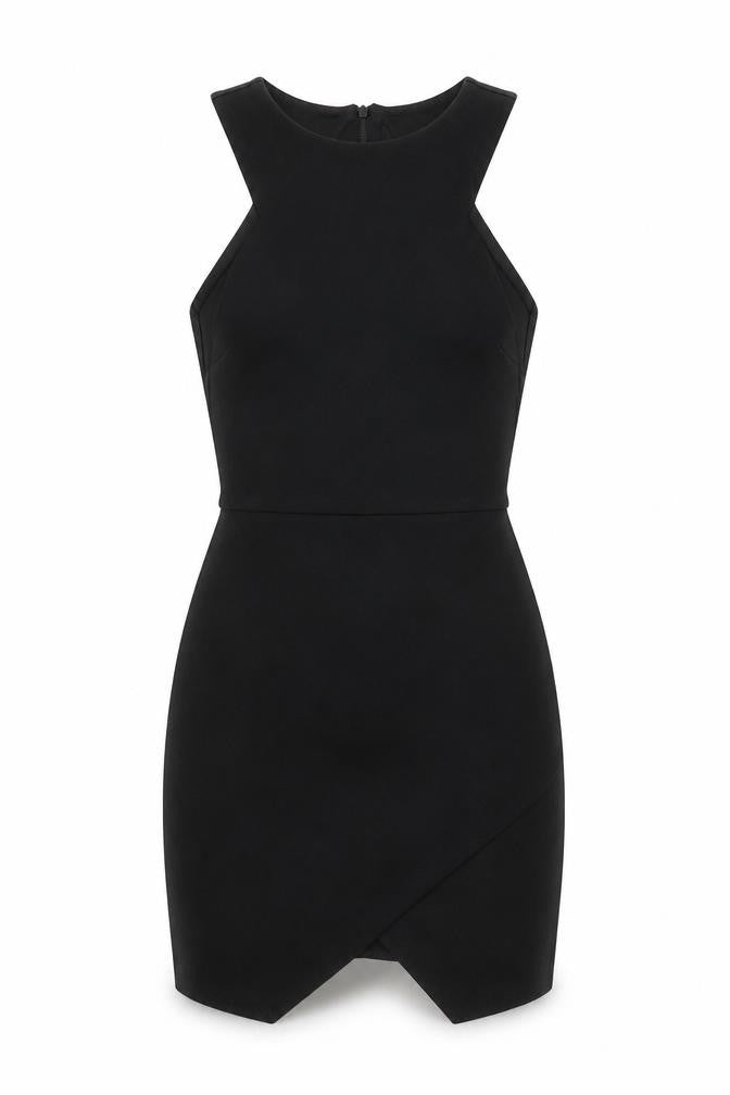 Zara Womens Black Herringbone Viscose Mini Size S Round Neck Zip