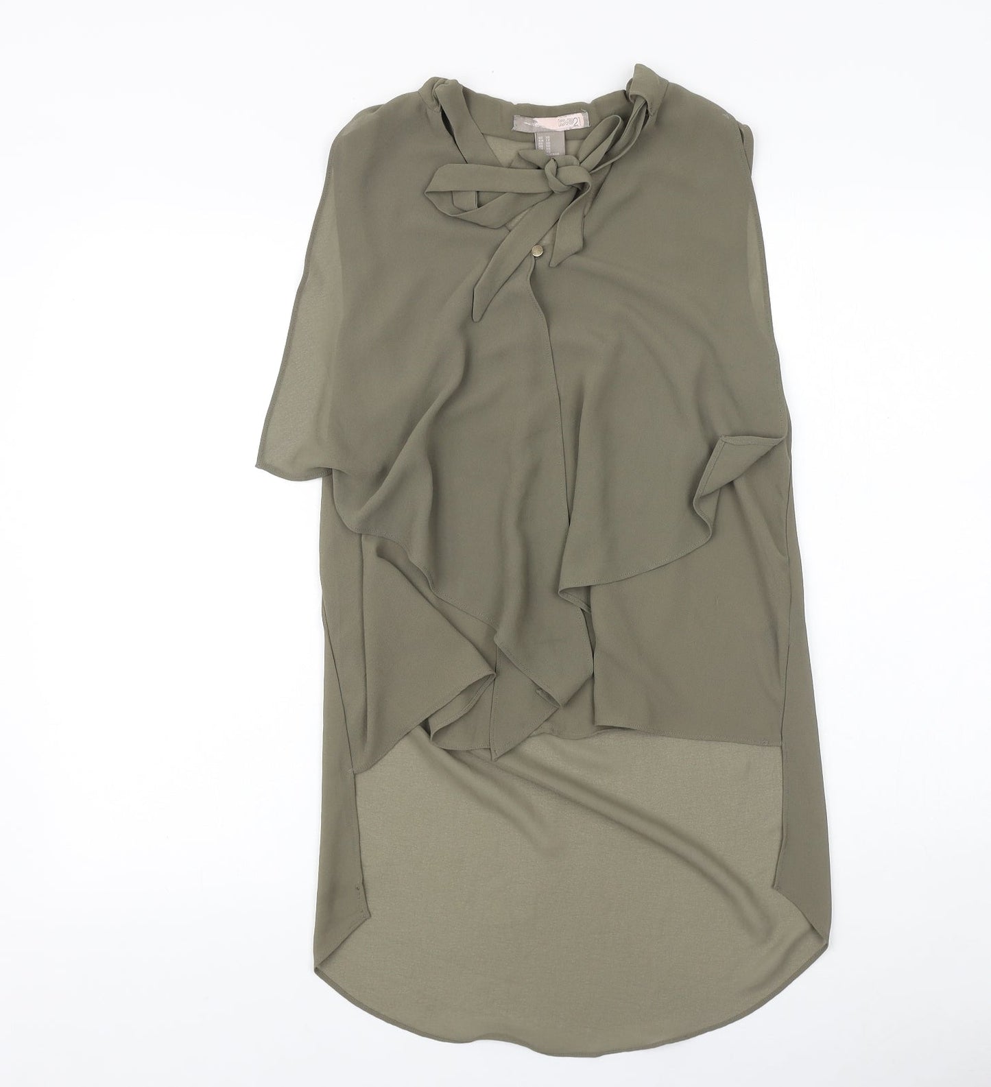 Love 21 Womens Green Polyester Basic Blouse Size XS V-Neck