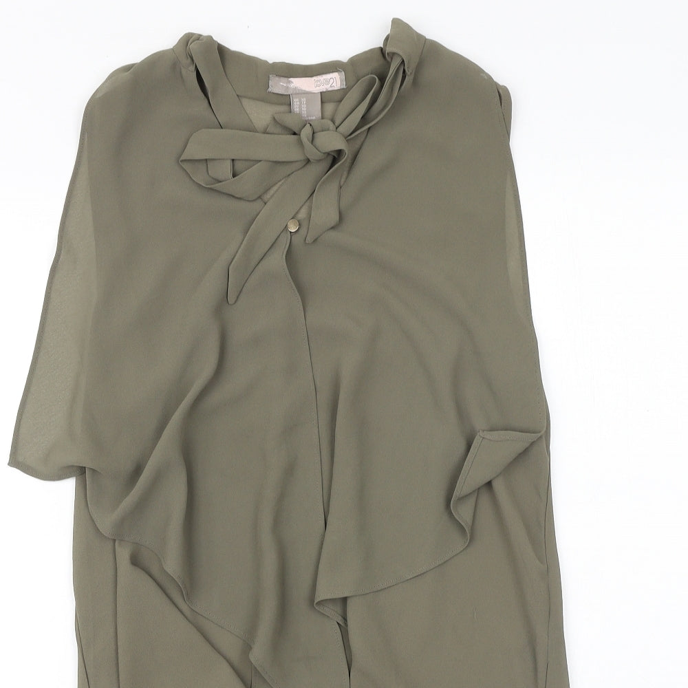 Love 21 Womens Green Polyester Basic Blouse Size XS V-Neck