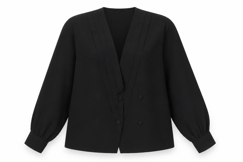 Saint claire Womens Black Polyester Basic Blouse Size 8 V-Neck