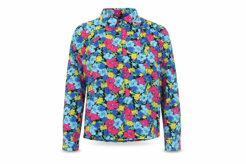 Foxy Lady Womens Multicoloured Floral Polyester Basic Button-Up Size 12 Collared