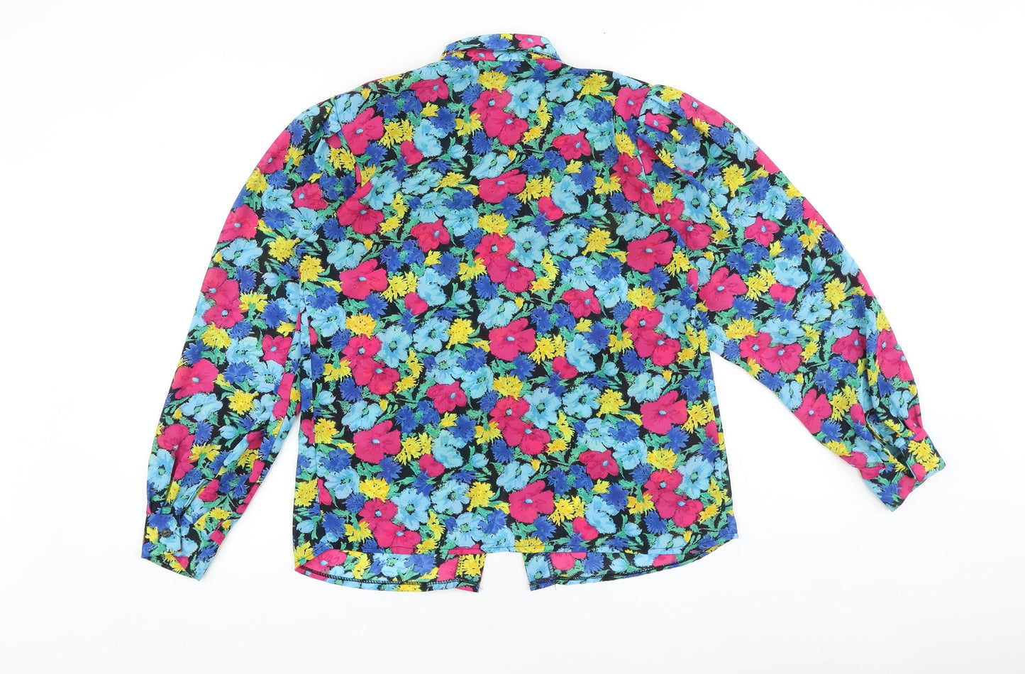 Foxy Lady Womens Multicoloured Floral Polyester Basic Button-Up Size 12 Collared