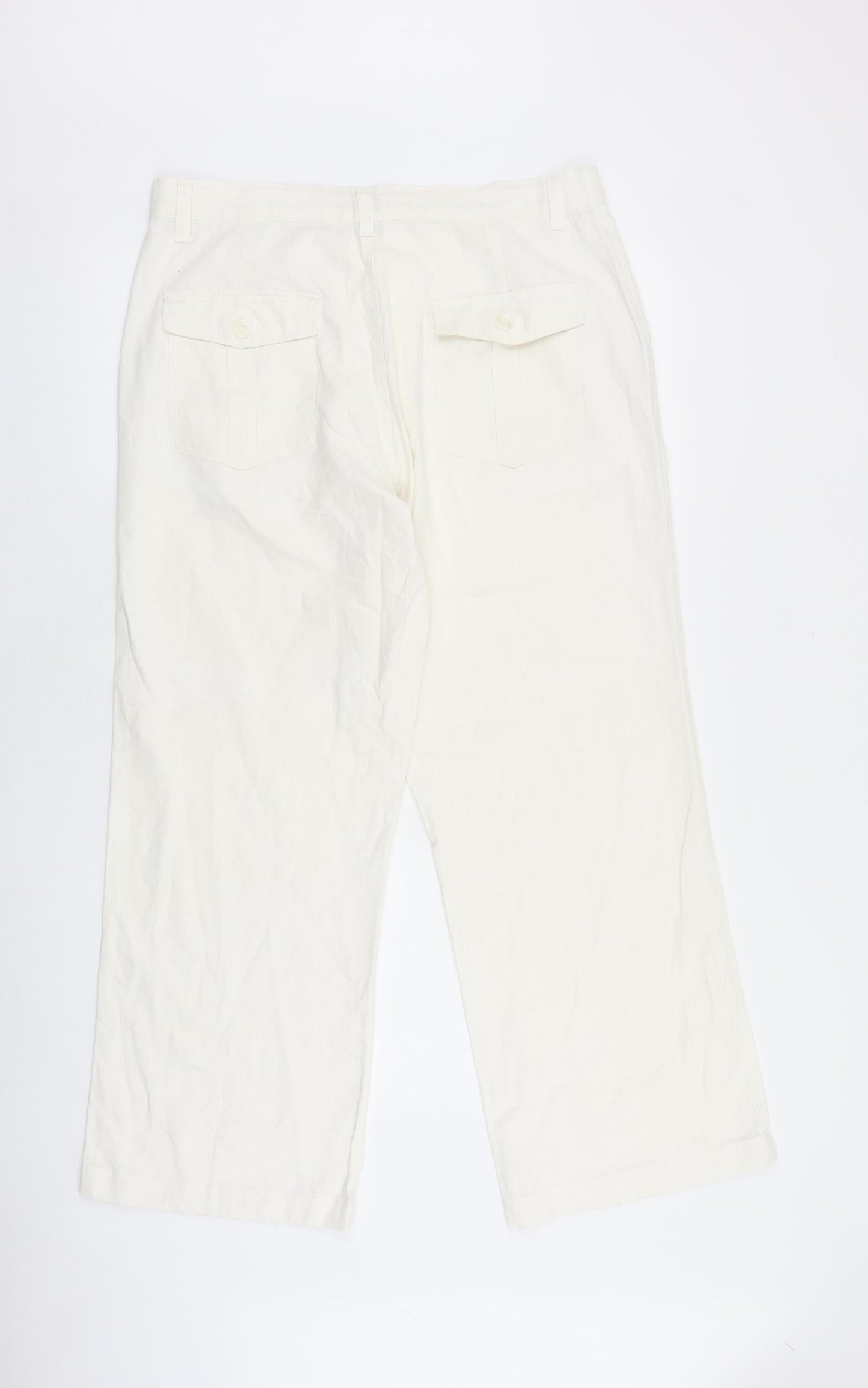 Preworn Womens Ivory Cotton Trousers Size 34 in L30 in Regular Button