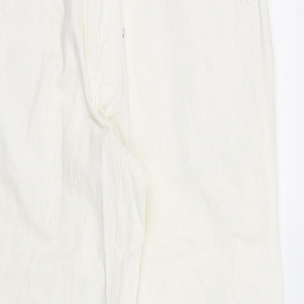 Preworn Womens Ivory Cotton Trousers Size 34 in L30 in Regular Button