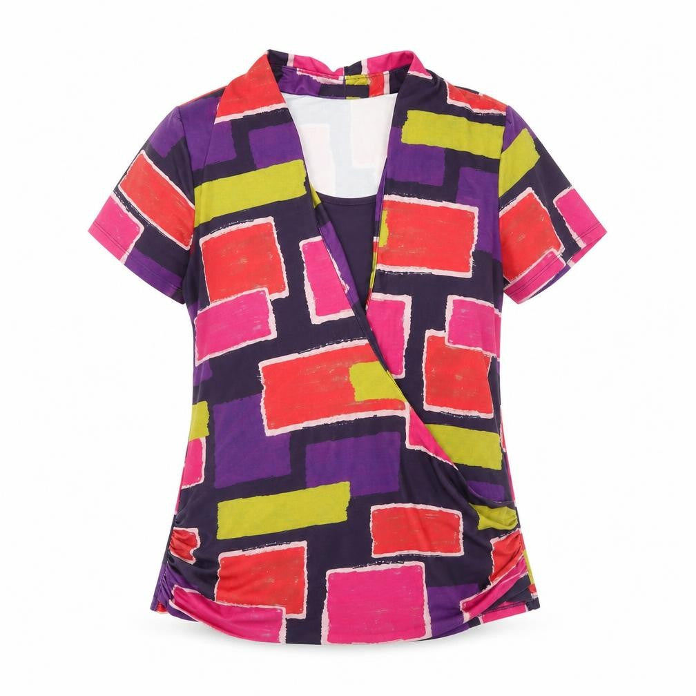 Kaleidoscope Womens Multicoloured Geometric Viscose Basic Blouse Size 12 V-Neck