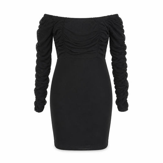 PRETTYLITTLETHING Womens Black Polyester Bodycon Size 6 Off the Shoulder Pullover