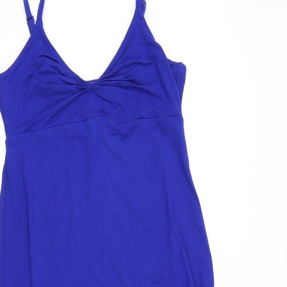 Kenar Womens Blue 100% Cotton Trapeze & Swing Size M V-Neck Pullover