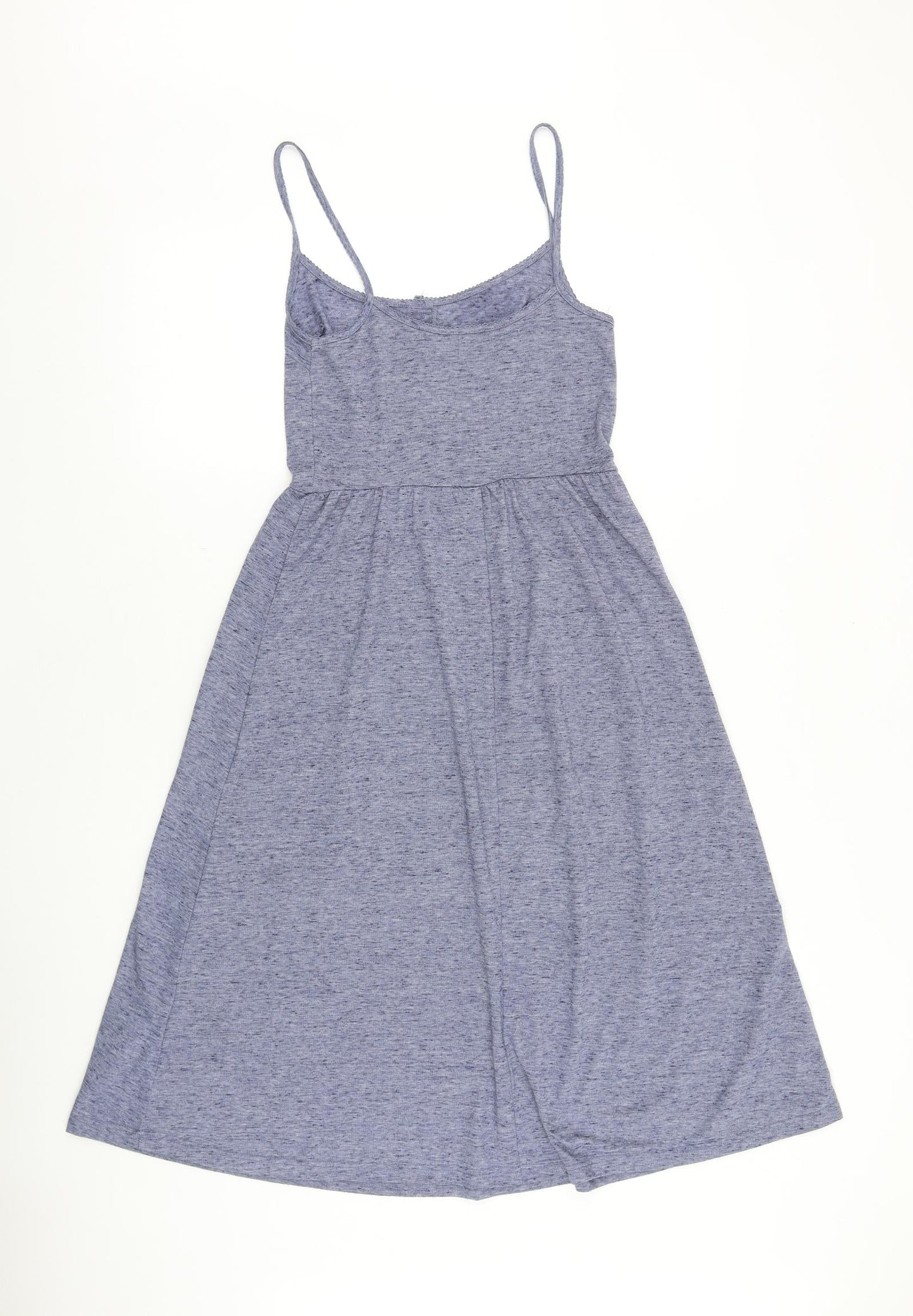 Topshop Womens Blue Cotton Tank Dress Size 6 Scoop Neck Button