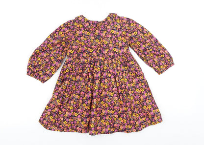 Preloved Matalan Multicoloured Floral 100% Cotton A-Line Size 12-18 Months Round Neck Button - Back