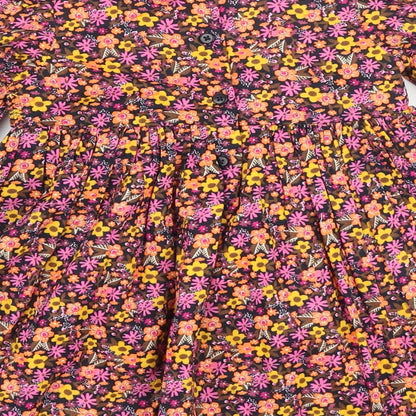 Preloved Matalan Multicoloured Floral 100% Cotton A-Line Size 12-18 Months Round Neck Button - Label