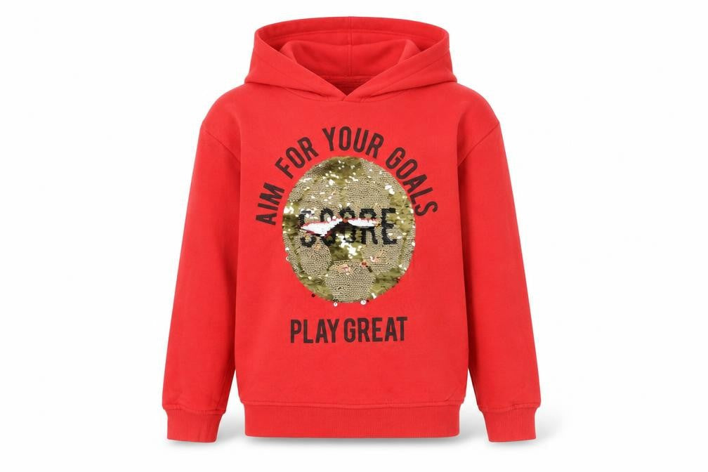 H&M Girls Red Cotton Pullover Hoodie Size 9-10 Years Pullover - Football