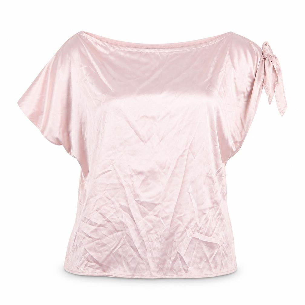SheIn Womens Pink Polyester Basic T-Shirt Size L Round Neck