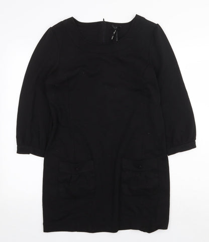 Next Womens Black Polyester A-Line Size 12 Round Neck Zip